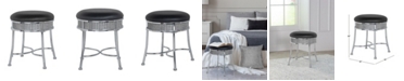 Hillsdale Venice Backless Vanity Stool with Black Faux Crystals